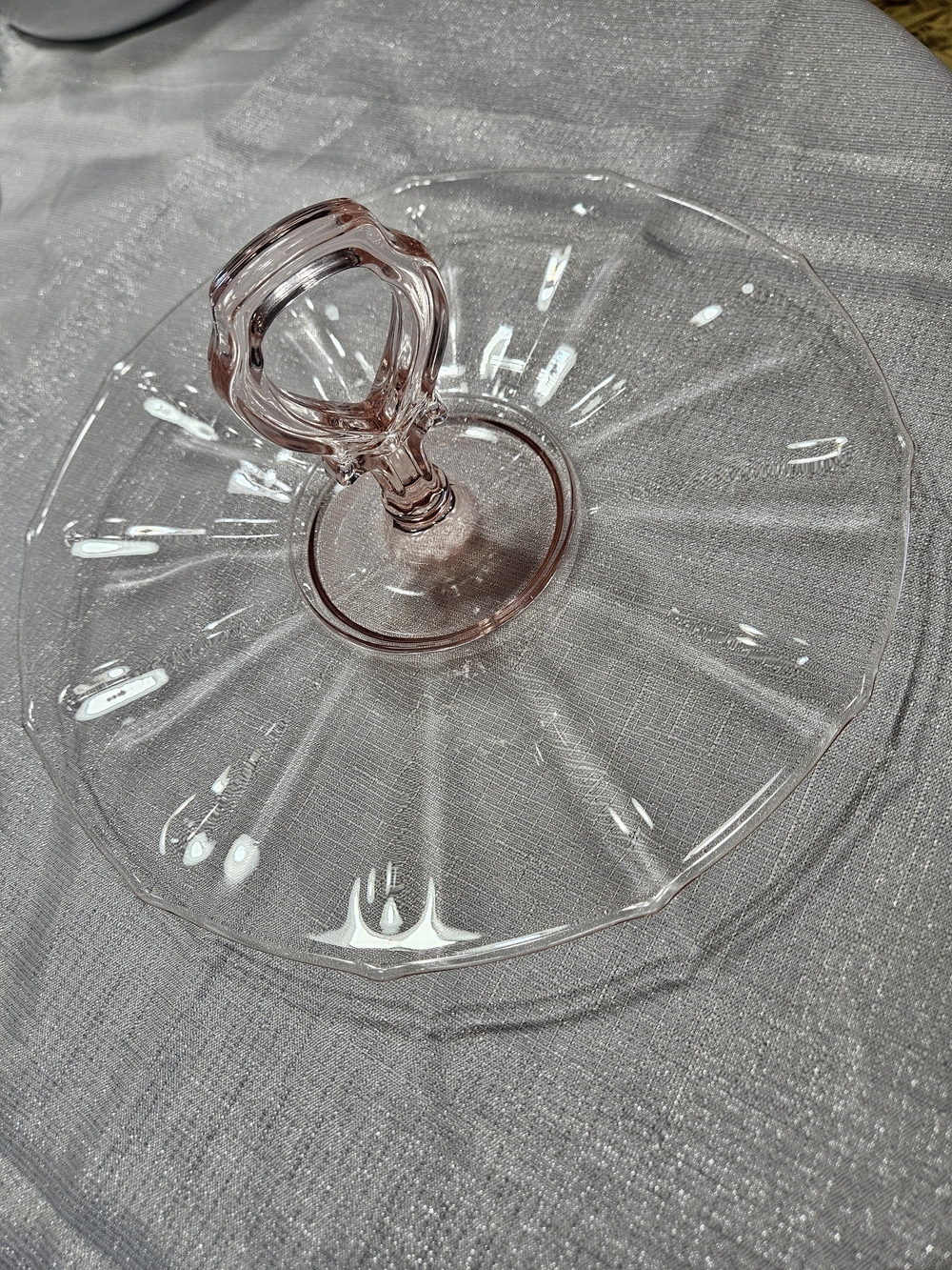 Cambridge Glass Co Pink Depression Glass Single-Tier Serving Platter with Handle - Picture 9 of 14